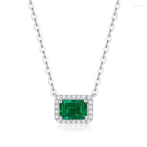 Correntes Winwos14k platina banhada 925 Sterling Silver Emerald Momulberry Sparkling Colar Pinging 1 Diamond Women's Jewel