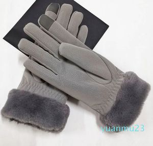 Women's Leather Gloves Solid Touch Screen Warm Split Finger Gloves Outdoor Accs