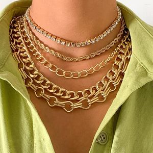 Цепочки, модные металлические ожерелья с геометрическим рисунком, женский набор в стиле панк, шнековая гипербола, коготь, твист-цепочка, многослойные украшения для девочек
