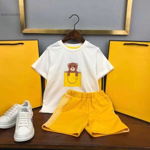 0-15T Kinder Designer Kleidung Sets Baby Mädchen T-Shirts Shorts Zweiteiliger Anzug Größe 90-160cm Kinder Classic Letters Design Kleidung Set gelbe Luxusmarke