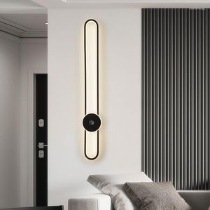 Wall Lamps Fashion Art Design Minimalist Long Shaped LED Lamp Black Golden Fixture Modern Home Bedroom Living Room Decoration 100-240V