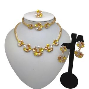 Beaded Necklaces Kingdom Ma Nigerian Wedding African Costume Jewelry Set Dubai Charm Flower Neckace Bracelet Earrings Ring Sets For Women 231124