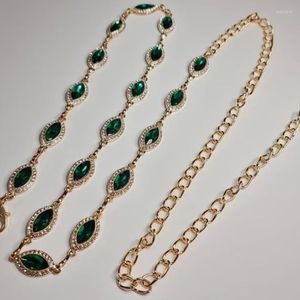 Kemerler Vintage yeşil değerli taş bel kemeri kadınlar için - zümrüt mücevher düğün zinciri gelin kanat duş hediye aksesuarları