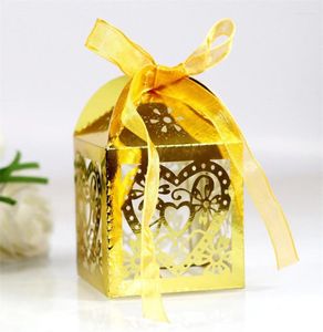 Gift Wrap 25/50/100pcs S Laser Hollowed-out Wedding Celebration Heart Shaped Candy Box Chocolate Sugar Engagement Decorati