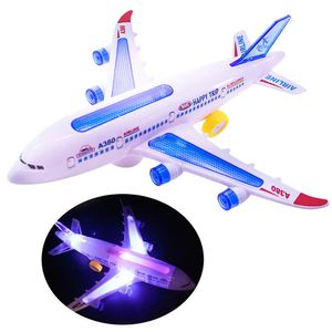 Flygplan Modle Children Airplane Toy Electric Plane Model med blinkande ljusljudmontering Plane Toy For Kids Boys Barn Födelsedagspresent 230426