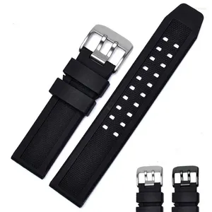 Uhrenarmbänder im Angebot, schwarzes Natursilikon-Gummi-Armband, 20 mm, 23 mm, glattes, wasserdichtes Armband, passend für Lager