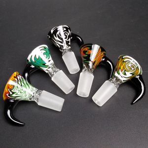 4mm funnel bowl pinch slide wig wag bong bowl swirl glass bowl water pipe slide bowl herb slide with handle male bong bowls pieces and Slides for Glass Water Bongs