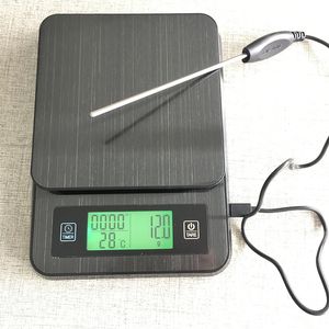 Household Scales 3kg/0.1g Electronic LCD Digital Scale Kitchen Balance Coffee Jewelry Scales With Timer Temperature Measuring Probe Household 230426