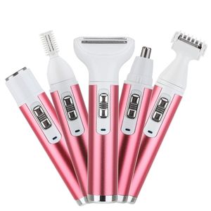 Epilator 5 i 1 Electric Hair Remover For Women Eyebrow Underarm Bikini Nos Trimmer Cutter USB Ladging Lady Shaver 230425
