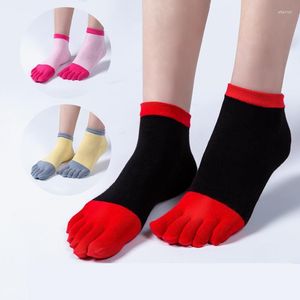 Damensocken 5 Paar Five Finger Medium Tube Toe Baumwolle Herbst Atmungsaktiv Flacher Mund Kawaii Knöchel