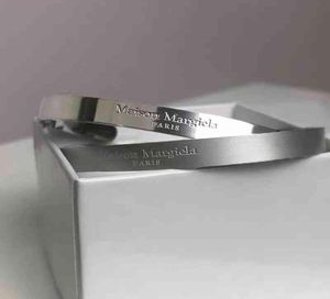 PyC Margiela Style titanium steel frosted reverse couple MM6 open simple Bracelet52379688139497