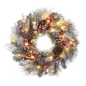 Decorative Flowers & Wreaths Christmas Decor LED Luminous Simulation Wreath Wall Door Hanging Year Gift Durable Multiple-Uses Lovely Art Cra