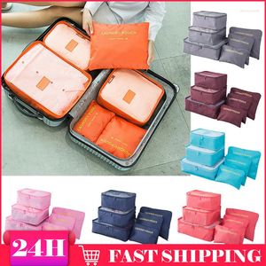 Förvaringspåsar 6st Set Travel Organizer Bag Suitcase Packing Cases Portable Bagage Clothe Shoe Pouch Kit