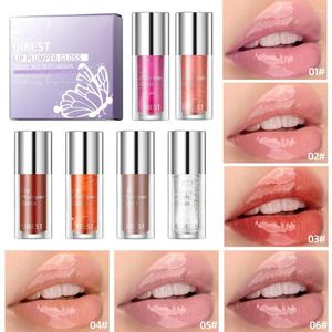 Conjunto hidratante de hidratação QI de brilho labial, não duradouro, não pegajoso de tonalidade natural de maquiagem diária volume de óleo lábios de lábios