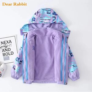 Jackets Girls Warm Polar Fleece clothes baby Winter Autumn Waterproof Windbreaker Kids 2pcs Coat Children Outerwear clothing 231124