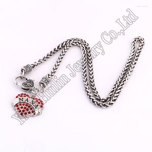 Pendant Necklaces Arrival Selling Rhodium Plated Zinc Studded With Sparkling Crystals NANA Heart Wheat Chain Necklace