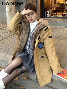 Women's Jackets Double Face Fur Detachable Mink Liner Parka 2023 Fall Winter Hooded MidLength Fleece Mixed Coat Female 231124