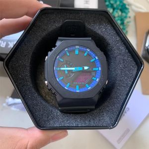 Оригинальные шоковые часы GA Sports Digital Quartz Unisex Watch LED Auto Hand Light Съемная сборка серии 2100 Oak с оригинальной коробкой