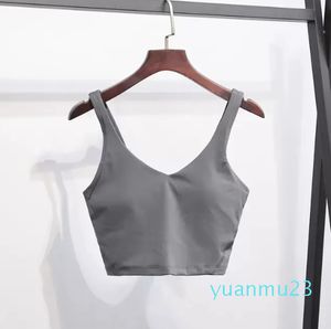 Con logo Yoga abbigliamento sportivo intimo femminile bellezza schiena antiurto raccolto top da corsa gilet reggiseno fitness stereotipato