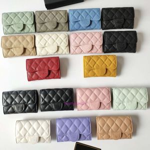 Designer Purse Wallet Channel Card Holder Original CF Leather Rhombus Wallet Multi-kort Kort Bag Clip Female Caviar Cowhide stor kapacitet Zero plånbok