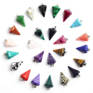 Natural Stone Pendant Hexagonal Pyramid Spiritual Swing Cut Amethyst Pendant Hexagonal Prism Yoga Stone Pendant