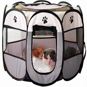 Burar Portable Outdoor Dog Kennels Fences Tält för DOGY FOLTABLE inomhusvalpkatter Pet Cage Octagon Nest Birth Home Rabbit Kitten