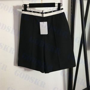 Brief gestreifte kurze Hose Damen hoch taillierte Anzugshorts modische farblich passende halbe Hosen