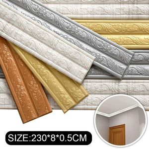 Papéis de parede adesivo linhas de parede flexíveis papel de parede moldagem de borda acabamento 3d casca decorativa e vara em casa el diy decoração