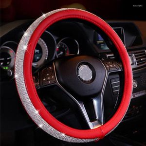Steering Wheel Covers Car Cover With Shiny Crystal Diamond Anti-slip Rubber Protector Vehicle Auto Inside Decoration