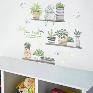 Wall Stickers Indoor Poster Sticker Green Plants Delicate Removable Self Adhesive Decal For Home Decoration