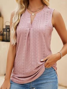 Women's Blouses 2023 Women Mesh Tank Tops Summer Sexy V-Neck Sleeveless Blouse Shirt Elegant Solid Loose Hollow Out Lady Off Shoulder Blusa