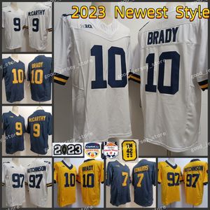 Aidan Hutchinson Blake Corum Michigan Futbol Jersey Vrbo Fiesta Kase Erkek Dikiş #9 J.J. McCarthy #12 Cade McNamara Tom Brady Michigan Wolverines Forma