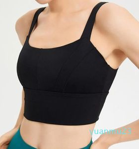 wide shoulder strap beautiful back yoga bra shockproof running gather fitness vest outside wear sports under