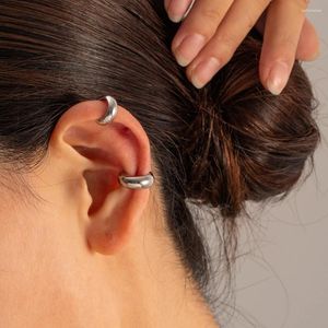 Backs Earrings Steel Color Stainless Low Key Luxury Chunky C-shaped Minimalist Ear Clips Tarnish-proof Women's Jewelry Party Gift