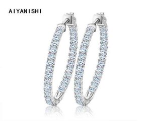 AIYANISHI Real 925 Sterling Silver Classic Big Hoop Earrings Luxury Sona Diamond Hoop Earrings Fashion Simple Minimal Gifts 2201087688768