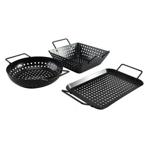 BBQ Tools Accessories Carbon Steel Grill Skillet Round Square Rectangle Shaped Basket for Grilling Smoker Vegetables Fish Meat 231124