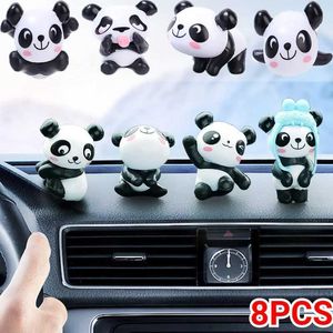 8pcs Panda Araba Dekorasyon Gösterge Tablosu Oyuncak Diy Karikatür Süsleme Otomatik İç Mekan Malzemeleri Kendinden Yapışkan Aksesuarlar