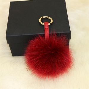 Keychains Wholesale Real Fur Pompom Fluffy Keychain Keyring Accessories Fashion For Women Handbag Charm Bag Pendant Designer Gift Luxury