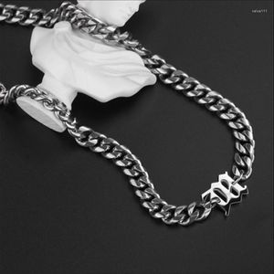 Pendanthalsband Hiphop Cuban Chain Halsband för man Titanium Steel Waterproof Silver Color Fashion Man Cleavicle Choker Jewets Gifts