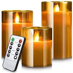 Candles LED Lights for Home Electronic Candle LED Candle Decoration LED Glass Candle Full Set Remote Control Timer for Christmas Wedding 231124