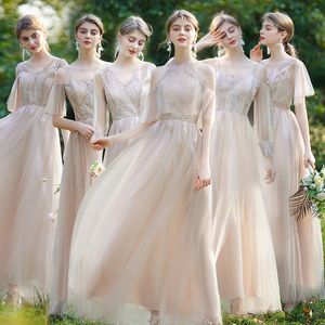 Party Dresses Gaun Pengiring Pengantin Biru Elegan untuk Pernikahan Tamu Wanita Musim Panas Baru Punggung Terbuka Halus Appliqus Panjang A line Tulle Gonws 230426