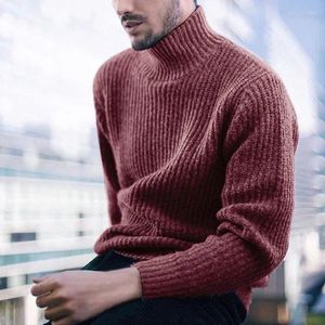 Męskie swetry Ebaihui American Retro High Sweet Sweter swobodny stały kolor długi rękaw męski dzianina Top Jumn Winter Slim Fit Pullover