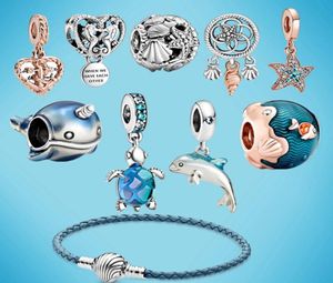 Memnon Jewellery Summer Ocean Series Beads Dangle Charms Seauttle 925 Sterling Silver Fit Style Bead Charm Bracelets Diy Jewelry Gift1478563