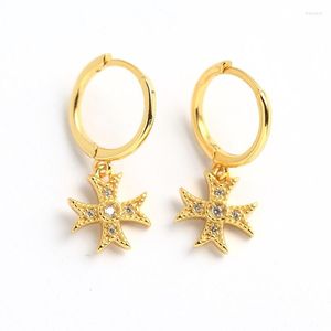 Dingle örhängen 925 Sterling Silver Earring Fashion Zircon Cross Geometry Short Drop Ear Bone Buckle Wild Trend Boy Girl Jewe