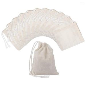 Storage Bags 50 Pieces Drawstring Cotton Muslin Tea Brew (4 X 3