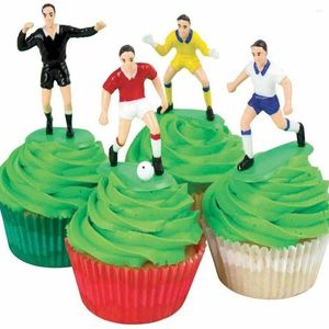 Festivo suprimentos para cubas de bolo caseiro decorações 9 jogadores de futebol cupcakes para o conjunto de futebol de aniversário de um conjunto de futebol de