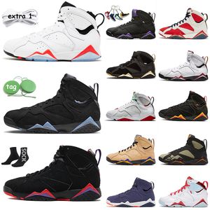 Frete grátis homens sapatos de basquete 7s mens jumpman 7 momentos dourados chambray branco infravermelho preto azeitona quai 54 hare topázio névoa plataforma mocassins tênis treinadores