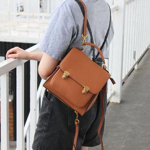 Schultaschen aus echtem Leder Teenager-Rucksack beiläufige kurze Designer-Tasche