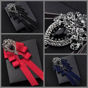 Brooches Pins Fashion Handmade Long Ribbon Bow Tie Brooch Rhinestones Bowknot Necktie Collar Wedding Luxulry Jewelry Gifts For Men Accessor