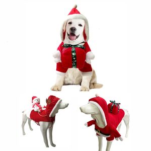 犬のアパレルクリスマスドッグコスチューム面白い犬クリスマスサンタクロースコスチュームライディングペット猫クリスマス服ドッグクリスマス服ドレスアップ231124